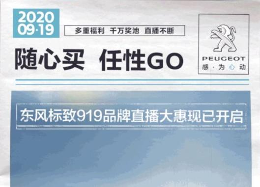 开“惠”了！东风标致919直播间等你！